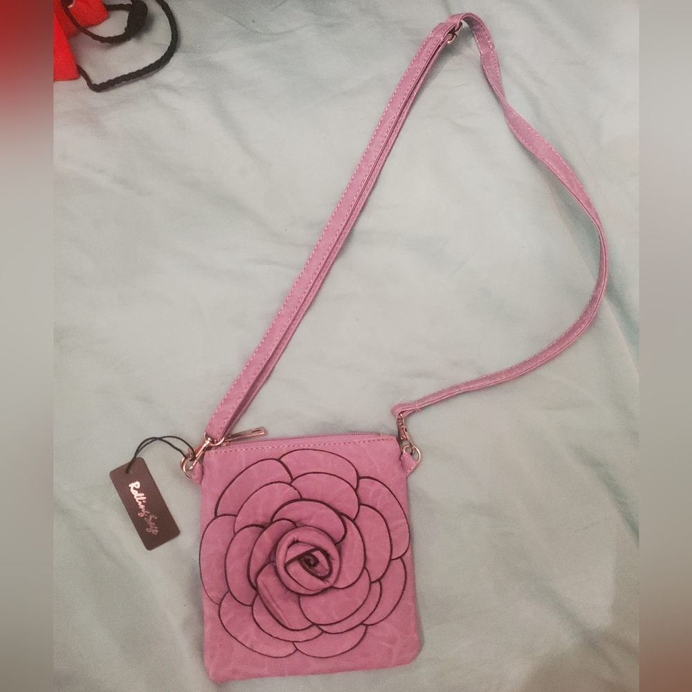 BNWT Rolling Sage Crossbody 3D Rose Purse - NEW